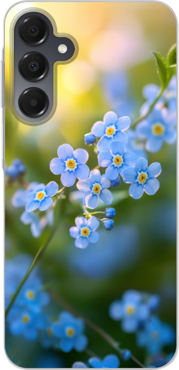 Telefoonhoesje Geschikt voor Samsung Galaxy A16 5G hoesje - Bloemetjes - Blauw - Vergeet mij nietjes - Siliconen Telefoonhoesje Telefoonhoesje