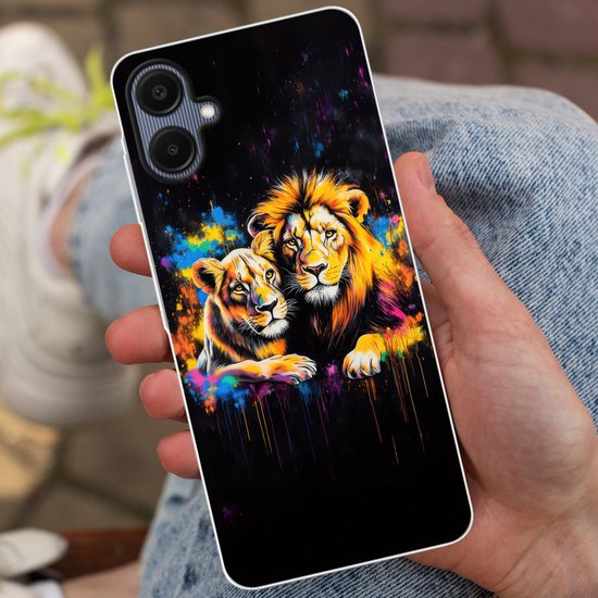 Coque de téléphone compatible avec Samsung Galaxy A06 - Lions - Peinture - Couleurs - Coque en Siliconen