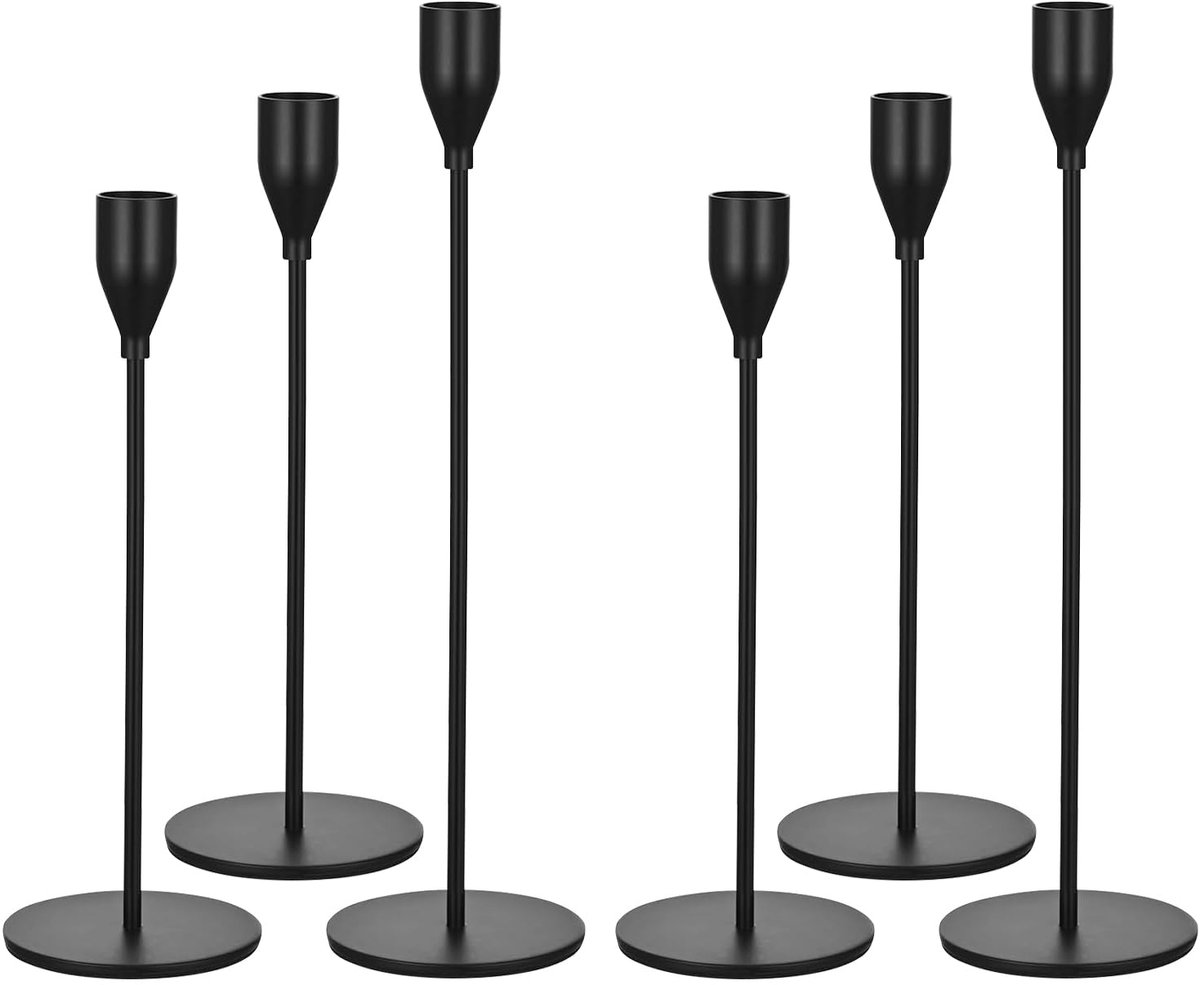 Ibenzoa® Klassieke Zwarte Metalen Kandelaar Set voor Sfeervolle Decoratie en Tafeldecor