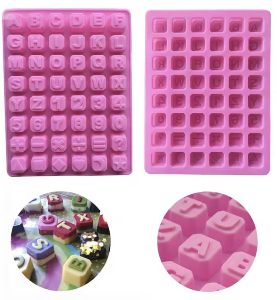 Siliconen bakvorm - Chocolademal - Snoep vorm - Roze - Alfabet - Blokjes - Cijfers - 25/18CM - Bakvorm - Bakken - Koken - CHPN