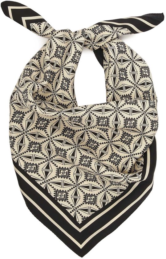 Foulard en soie noir et crème