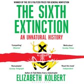 Boekomslag: 'The Sixth Extinction - An Unnatural History' met een gele kikker en skelet. Winnaar Pulitzerprijs 2015.