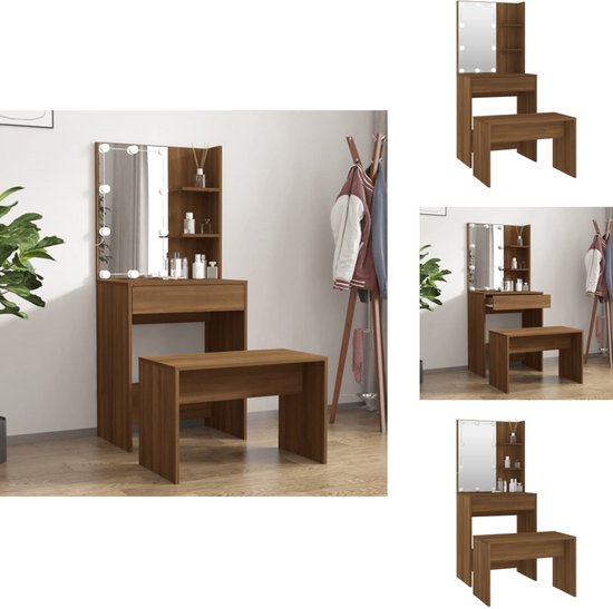 80 cm make-up kaptafel met spiegel en verlichting, kleine beige