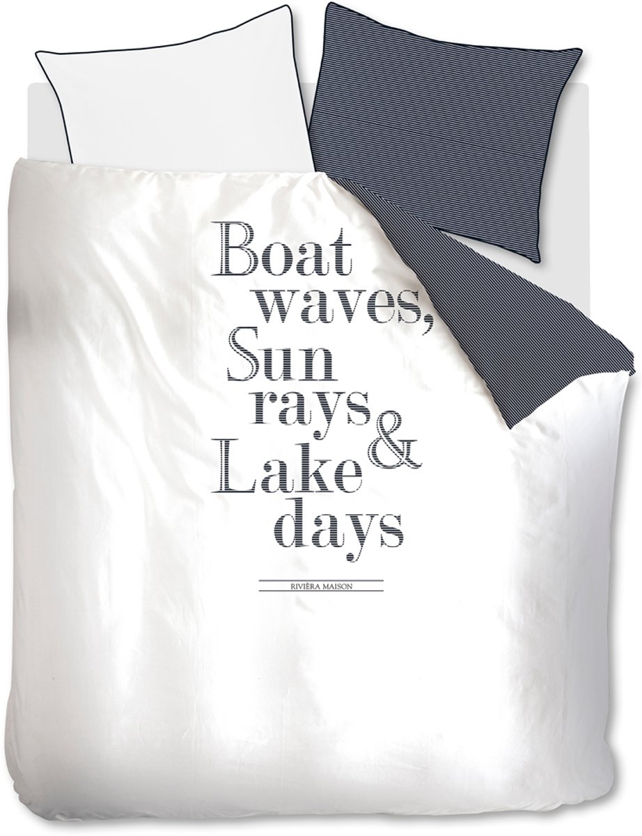 Riviera Maison Lake Days dekbedovertrek - Lits-Jumeaux XL - 260x200/220 - Marineblauw