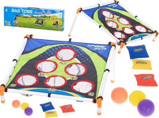 Playos® - Werpspel - 2 in 1 - Blauw / Groen - Bag Toss - Arcade Game - Pittenzakjes Werpen - Cornhole - Bean Bag - Zakjes Gooien - Ballen Werpen