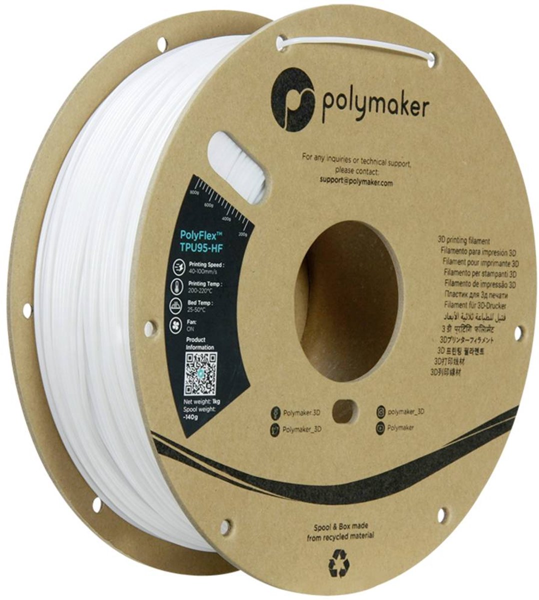 Polymaker PD03002 TPU95-HF Filament TPU, Flexibel filament Flexibel, Highspeed filament, UV-bestendig 1.75 mm 1000 g Wi