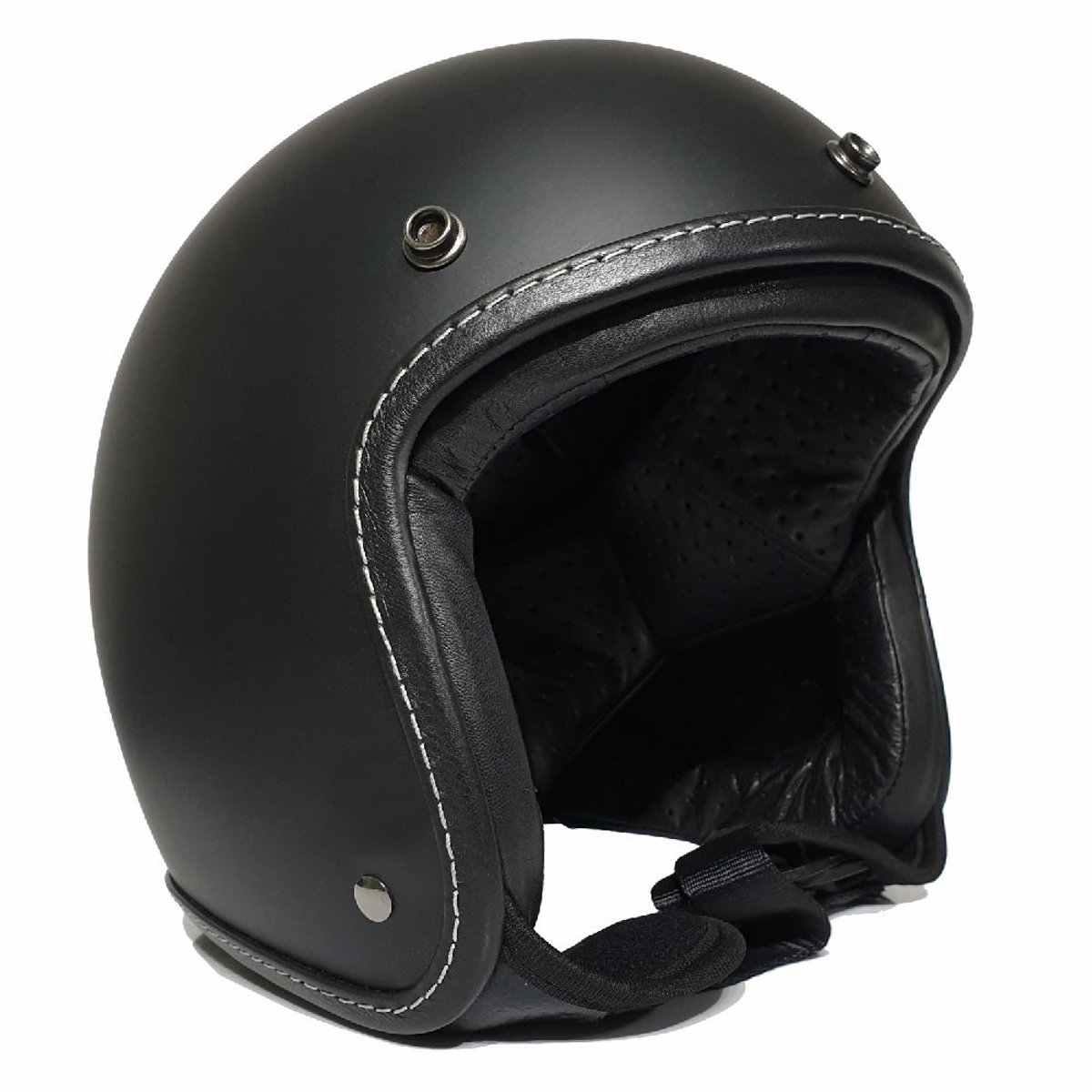 Bores Helm Bogo 4 Finale Leder-Jethelm Matt Schwarz ohne ECE 22.05 Prüfung, entspricht nicht der StVO-L