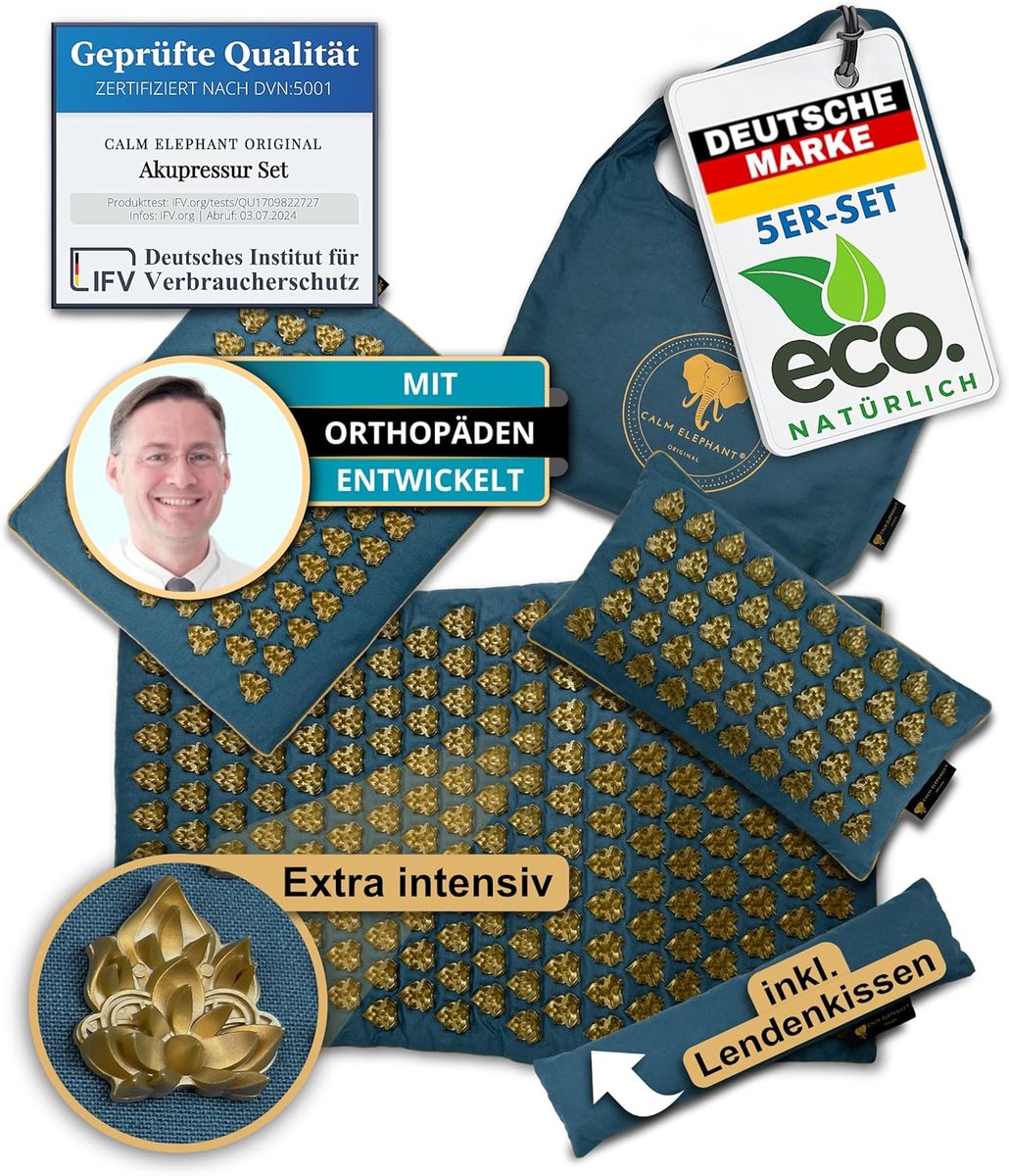 Acupressuurmat XXL met Kussen en Warmtefunctie - 5-delige Set voor Ontspanning en Pijnverlichting