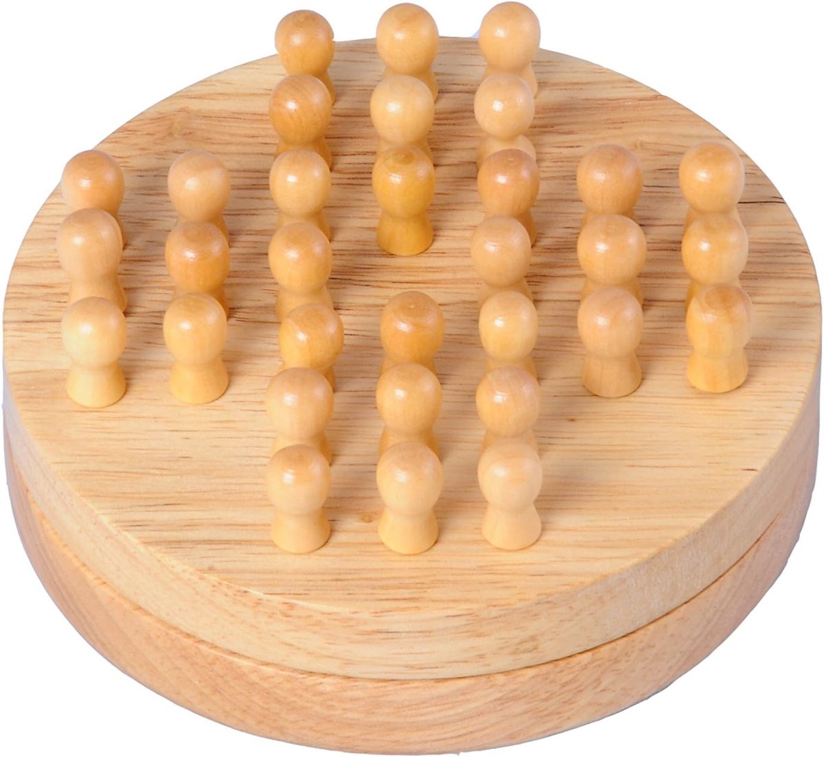 Reis Solitaire Spel - 33 Houten Pegs en Spelregels - Diameter 12 cm