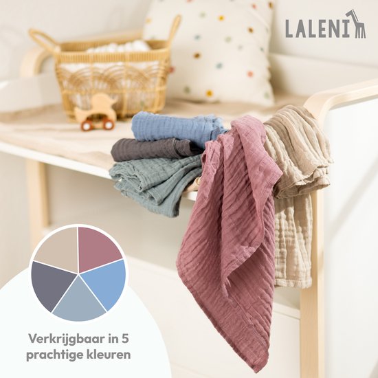 Laleni Hydrofiele Doeken - 100% Katoen - Mousseline - 70x70cm - Lichtblauw - Set van 30 van Merkloos — afbeelding 5
