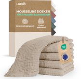 Laleni Hydrofiele Doeken - 100% Katoen - Mousseline - 70x70cm - Beige - Set van 5