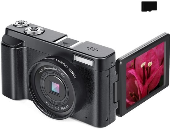 Fotocamera Digitale 48MP FHD 1080P Con Zoom 16x – Compatta Per Bambini E Principianti, Batteria Ricaricabile