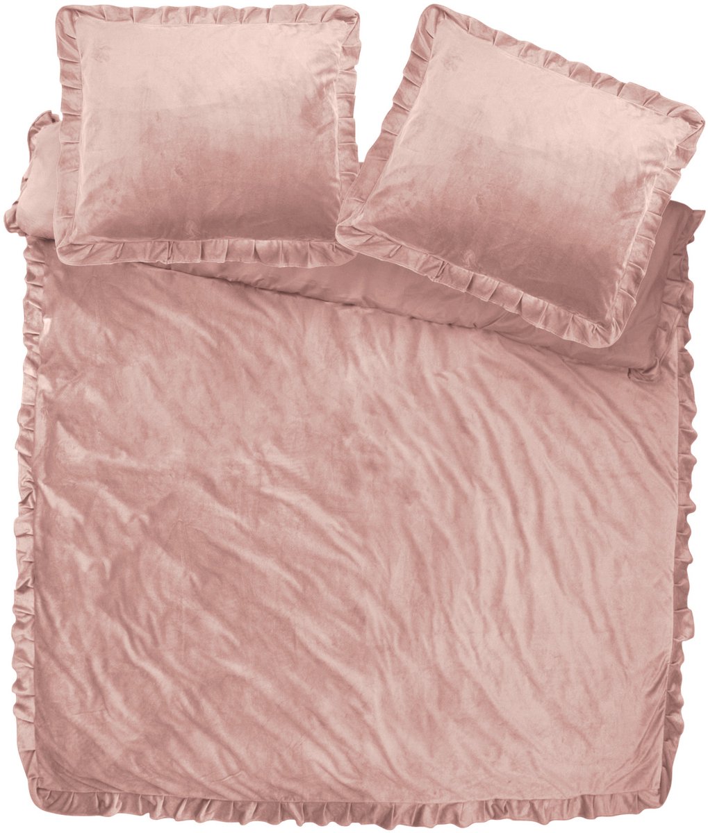 Dreamhouse Sleeptime dekbedovertrek Velvet Ruffles Oud Roze 240 x 220 cm