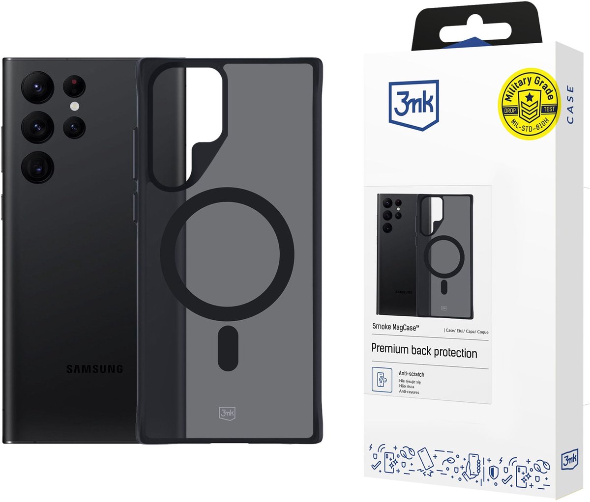 Hoesje voor Samsung Galaxy S22 Ultra 5G - 3mk Smoke MagCase