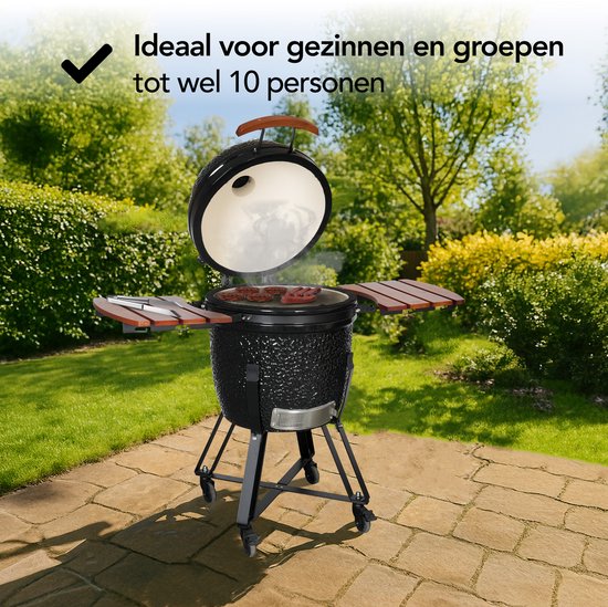 Aviro Kamado BBQ Egg XL - 21,6 Inch - Inclusief Hoes - Tot 10 Personen - Houtskoolbarbecue - Ø 46 CM - Zwart van Aviro — afbeelding 4