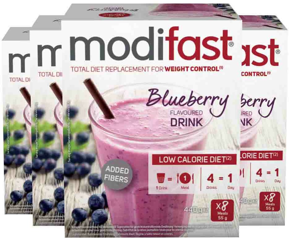 Goedkoopste 4x Modifast Intensive Milkshake Blueberry 8 x 55 gr