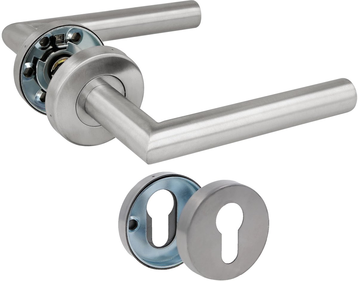 Ibenzoa® Tijdloos en Ergonomisch Deurgreepset met Ronde Rosette voor Binnen- en Buitendeuren