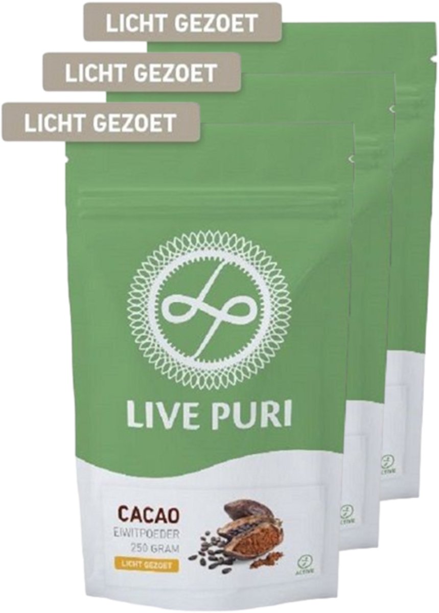 Live Puri | Eiwitpoeder | Cacao Licht Gezoet 900g | 2 stuks | 2 x 900g