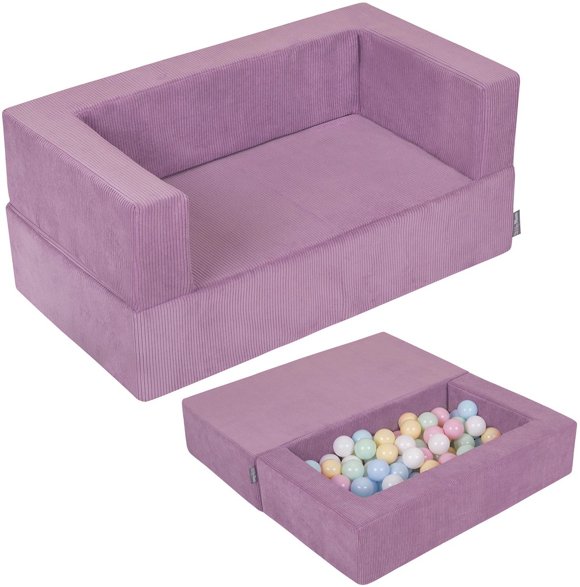 KiddyMoon Kinderbank En 100 Ballen/7Cm Voor Kinderen Zachte Schuimstof Sofa Licht Modulaire Sofa Veelzijdig Afneembare Hoes Perfect Om Te Spelen Leren En Ontspannen, Paars