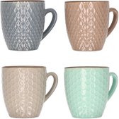 Set de 4 x tasses/tasses à café luxe en grès coloré 200 ml - Tasses/tasses à café