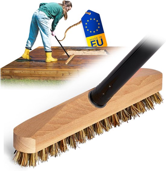 Schrobber - met telescoopsteel - 80-130 cm - schrobborstel - schoonmaakborstel | Fun en Feest