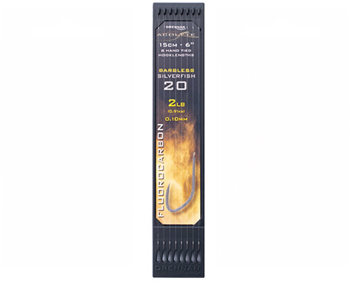 Drennan Onderlijnen Acolyte Silverfish Barbless (15cm) - Maat : Haak 18 - 0.10mm