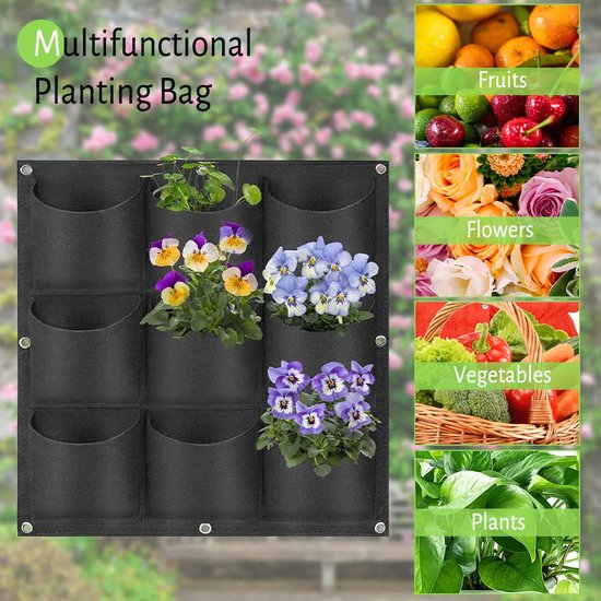 Ibenzoa® Verticale Tuinplantenzakken, 9 Stukken, 50x50cm, Vilt, Buiten- en Binnengebruik van Ibenzoa — afbeelding 3