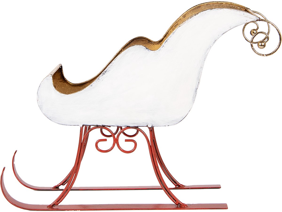 Decoratie Beeld Slee 37x15x28 cm Wit Metaal