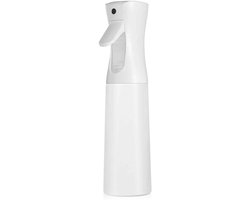 Vernevelingsfles - Continuous Spray Bottle - Superfijne Mist - Herbruikbare Plastic Fles - Voor Gezicht, Planten & Schoonmaak - Witte Kop + Witte Fles - 10 oz (300 ml)-1 Stuk
