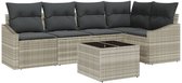 vidaXL - 6-delige - tuinset - met - kussens - in - grijs - poly - rattan