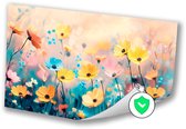 Kleurrijk bloemenveld in zonlicht - Bloemen posters - Wanddecoratie natuur - Impressionisme - Interieurposters - Kantoor decoratie - Poster 60x40 cm
