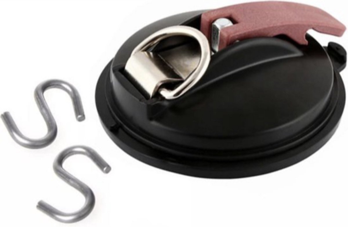 Nixnix® - Zuignap - Kofferbak klep - Zwart - 2 Haaken - Max 10 kg