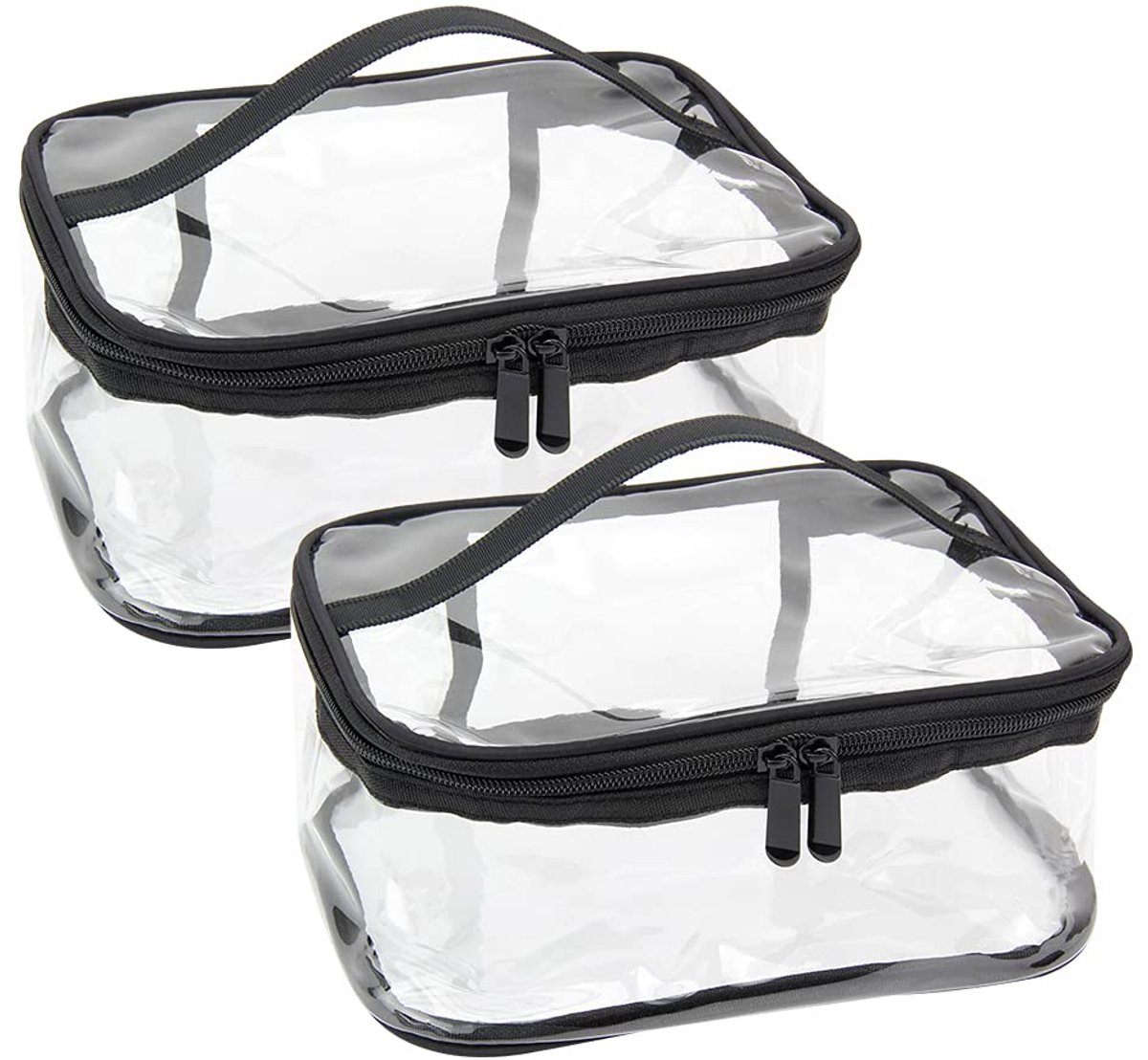 Ibenzoa® Transparante toilettas, 2 stuks, waterdicht, PVC, make-up tas, reisorganizer, tas met ritssluiting