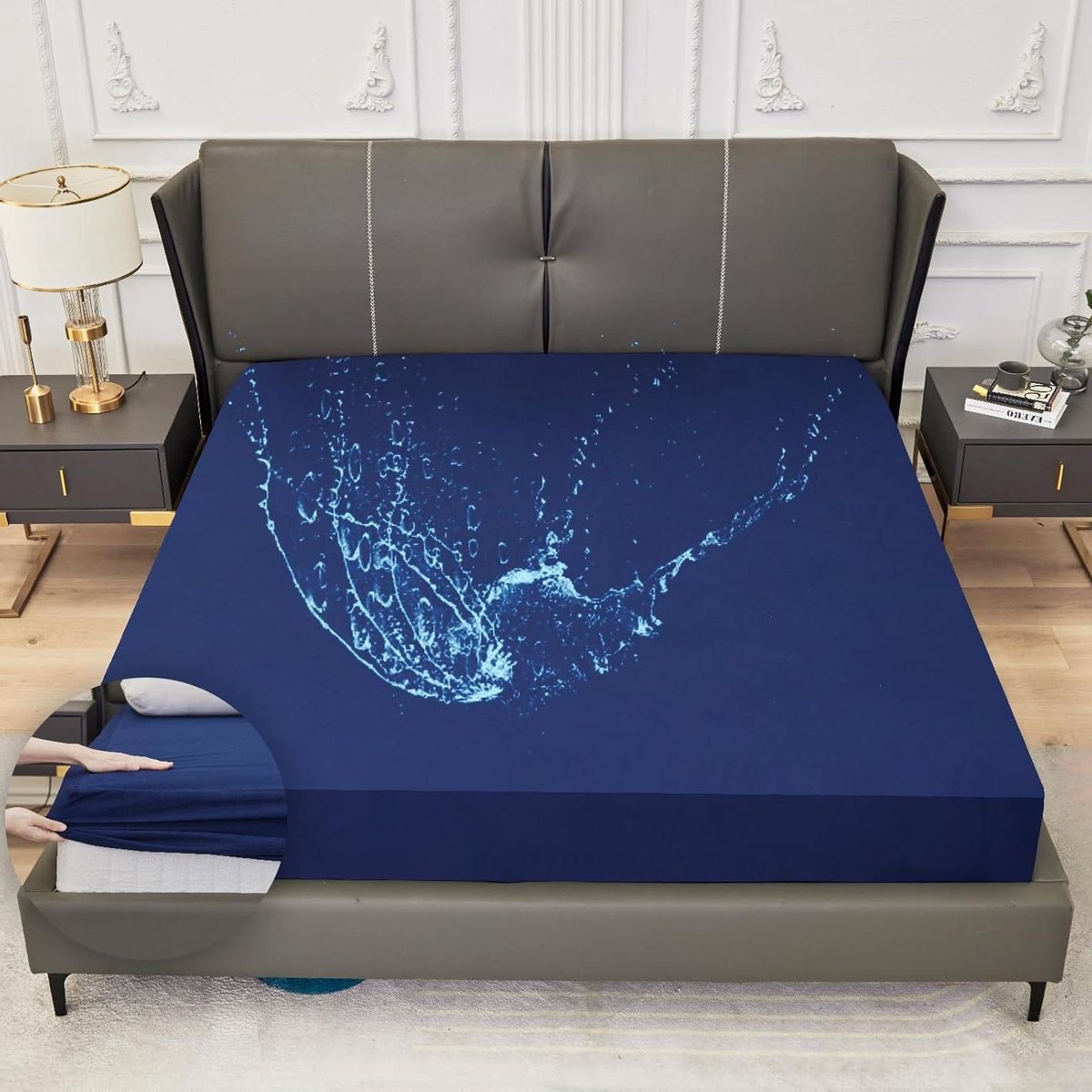 Hoeslaken 180x200 waterdicht en ademend - Donkerblauw met vochtbescherming