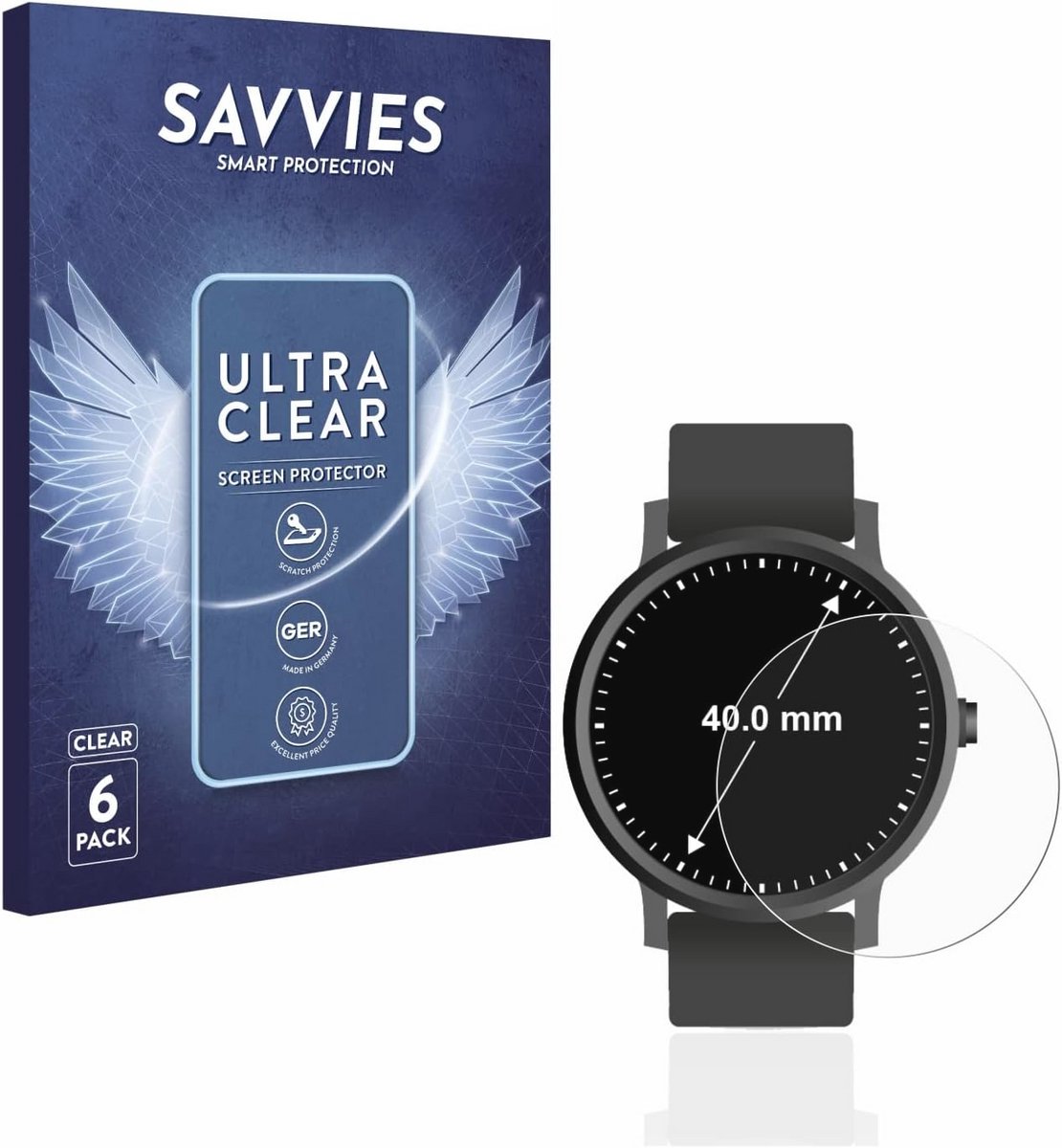 6 Stuks Schermbeschermer voor Horloges - Ultra Transparant (Rond, Ø 40 mm)