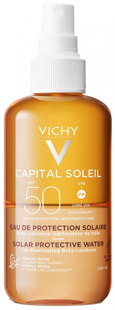 Goedkoopste Vichy Capital Soleil SPF50 Zonbeschermend Water Optimale Bruine Teint - Lichaam 200ml