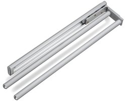 SOTECH Aluminium Handdoekhouder TED 2-armig EV1 geanodiseerd (450 - 730 mm, uitschuifbaar, draaibaar) Telescopische handdoekdroger geschikt voor badkamer of keuken