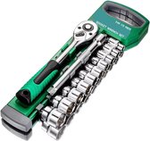 12-delige metrische doppenset van 8-24 mm met 1/2" ratel met snelspanaandrijving, 24 tanden en 5" verlengstuk, hoogwaardig chroom-vanadiumstaal, roestbestendig
