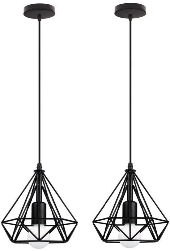 2 Stuks Hanglamp Industrieel E27 Plafondlamp Retro Kroonluchter Metalen