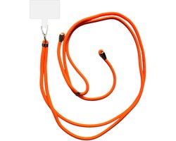 Smartphonica Telefoonkoord Universeel - verstelbaar afneembaar koord voor mobiele telefoon - 150 CM - Telefoonketting Oranje