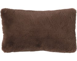 Dutch Decor ZAYA - Sierkussen 30x50 cm - bontlook - effen kleur - Chocolate Martini - bruin - Inclusief binnenkussen - Luxe kussens voor woonkamer & bank
