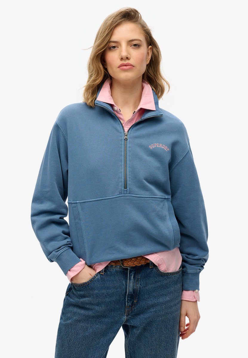 Superdry Essential Logo sweatshirt met halve rits Dames Truien Blauw