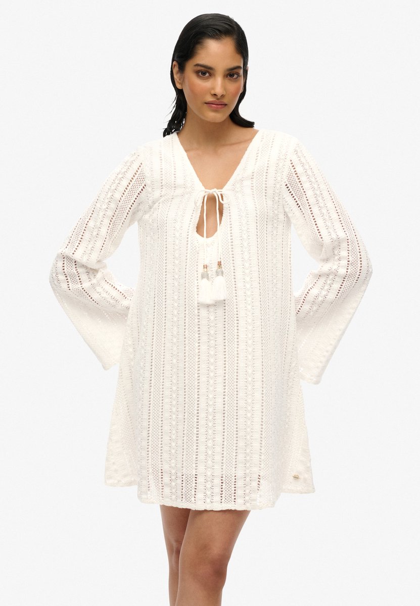 Superdry Ibiza mini-jurk met kant Dames Jurken Creme