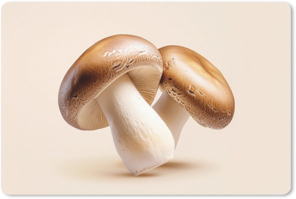 Muismat 27x18 cm - Mousepad Champignons - Zacht - Beige - Muismatten
