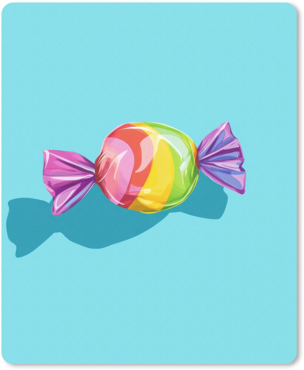 Muismat 19x23 cm - Mousepad Blauw - Snoep - Regenboog - Muismatten