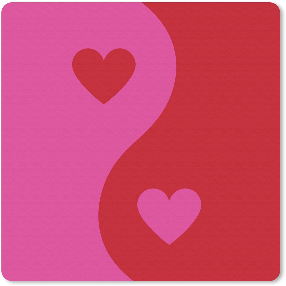 Muismat 20x20 cm - Mousepad Minimalistisch - Rood - Roze - Hartjes - Muismatten