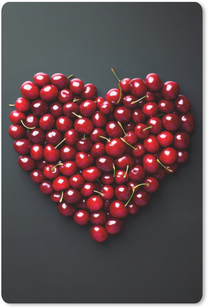 Muismat 18x27 cm - Mousepad Kersen - Hart - Rood - Zwart - Muismatten
