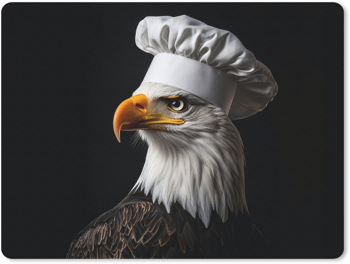 Muismat 23x19 cm - Mousepad Arend -Amerika - Koksmuts - Vogel - Stoer - Muismatten