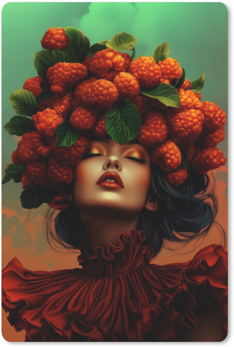Muismat 18x27 cm - Mousepad Vrouw - Frambozen - Bladeren - Muismatten