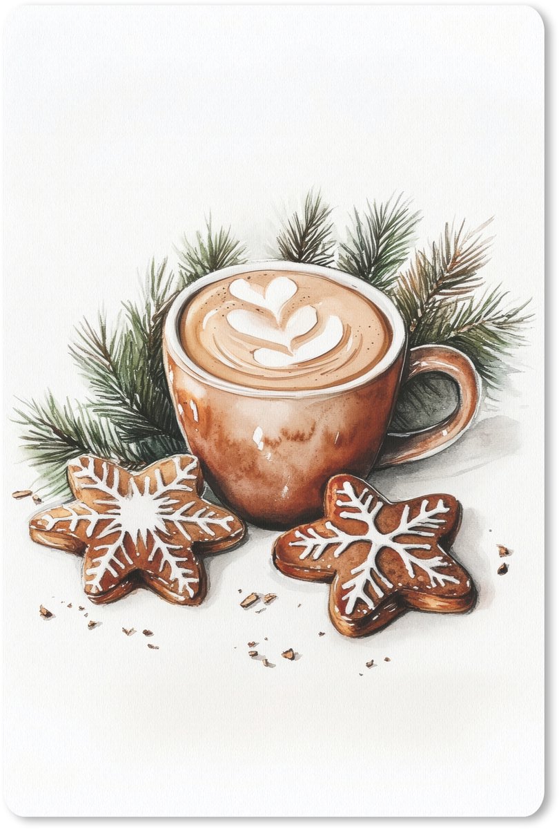 Muismat 18x27 cm - Mousepad Koffie - Koek - Winter - Art - Kerst - Muismatten